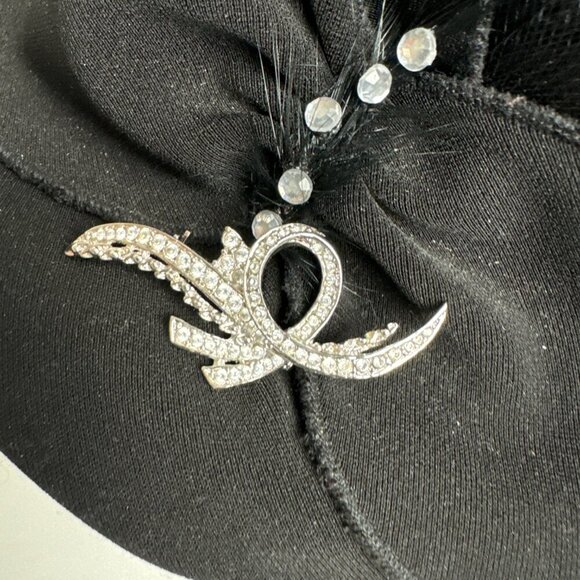Moshita Couture Beige Black Paisley Church Derby Hat Netting Rhinestone GLAKJGIY Church Hat for Women Derby Tea Party Wedding Dress  main image 3